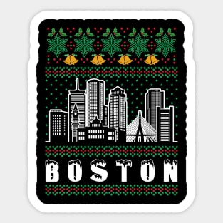 Boston Massachusetts Ugly Christmas Sticker